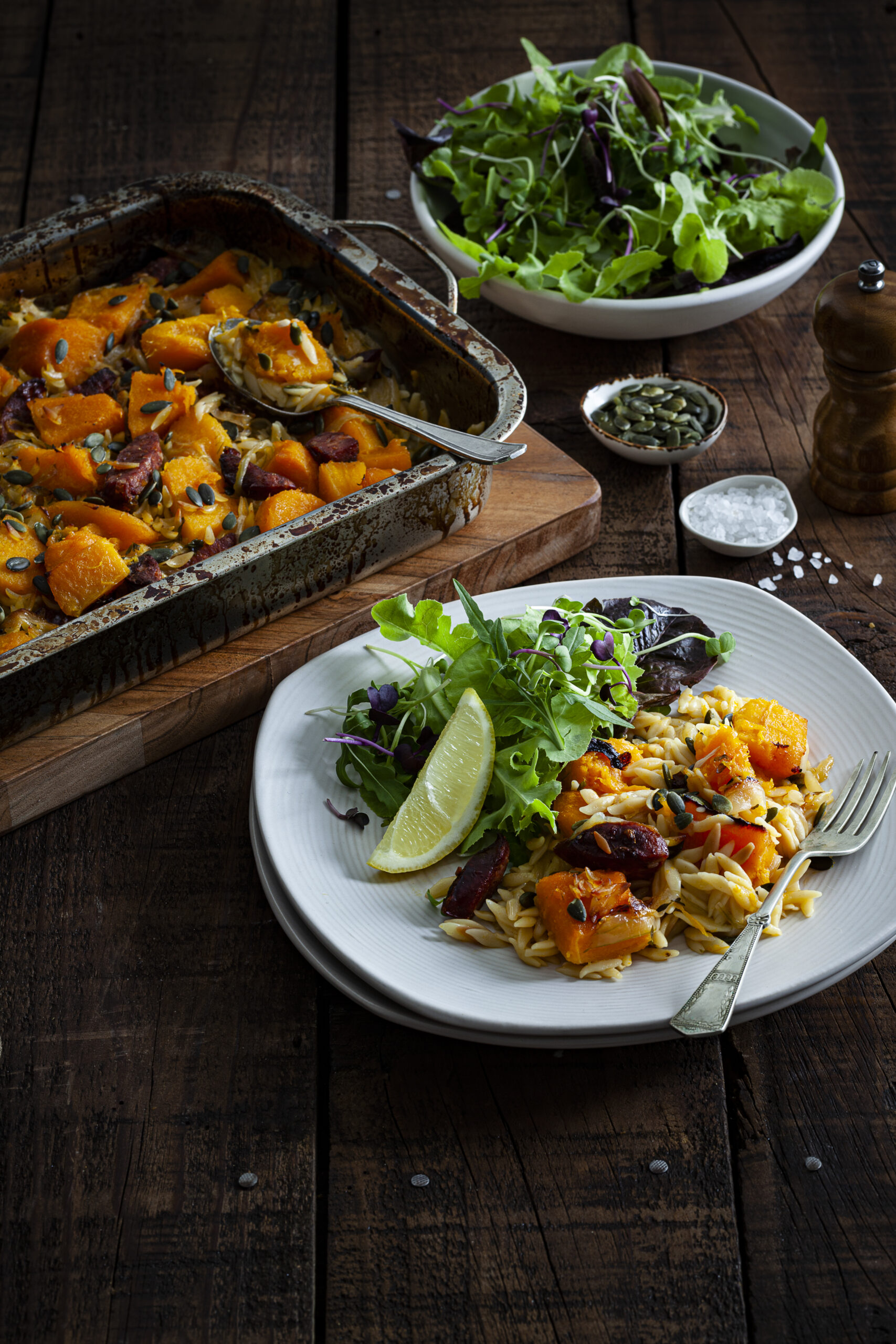 Orzo Pumpkin & Chorizo Bake - Fieldco Ltd